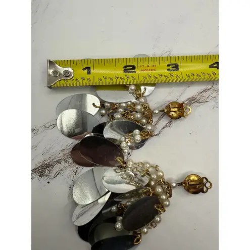 Vintage Glamorous Pearl & Mirror Dangle Clip