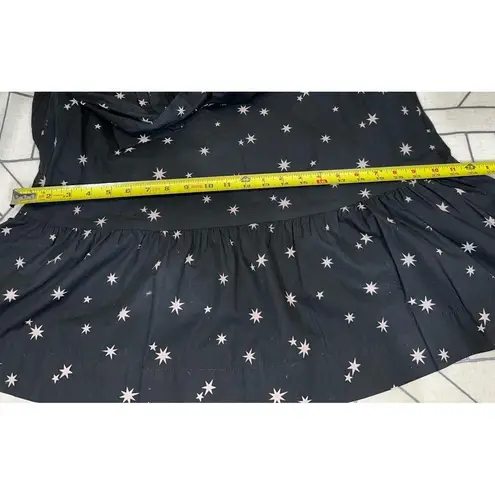 Free Assembly Belted Tiered Dress Pockets Long Sleeve Star Print Black Small
