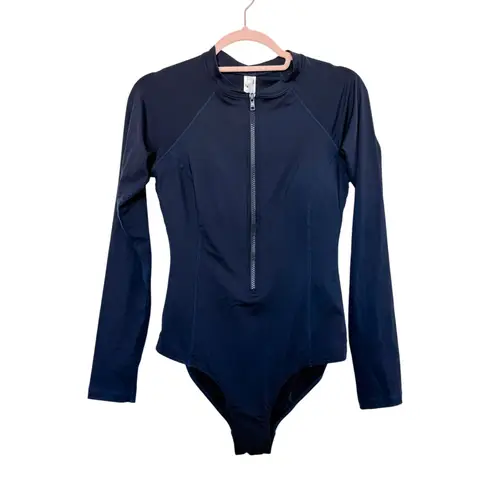 NWT Sea Level Swim Essential Long Sleeved One Piece Swimsuit Navy Blue Size 6