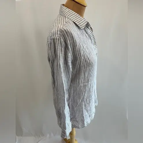 Roots Canada Blue & White Striped Linen Popover Shirt