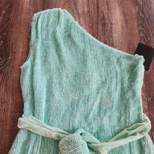Retrofete Ella Sequin Dress in Blue/Green Size XS One Shoulder NWT Blue
