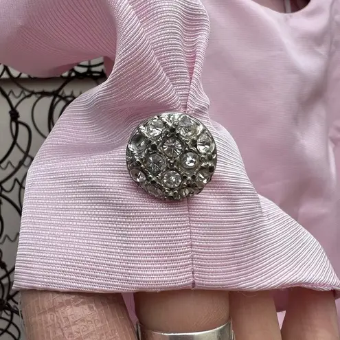 Betsy and Adam Vintage 80s Bubblegum Pink Drop Waist Puff Sleeve Ruffle Prom Dress