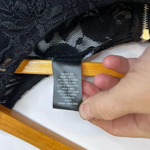 INC International Concepts Black Lace Overlay Fit & Flare Cap Sleeve Dress Sz 10