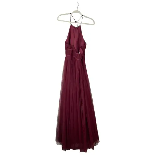 Jenny Yoo Collection Helena Tulle Bridesmaid Dress Burgundy Red Size 10 Halter