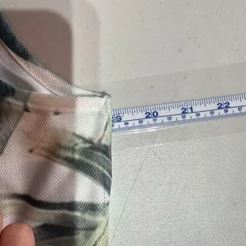 NWT Clotheshead Layered Mesh Sleeveless Tropical Floral Top Small White Green