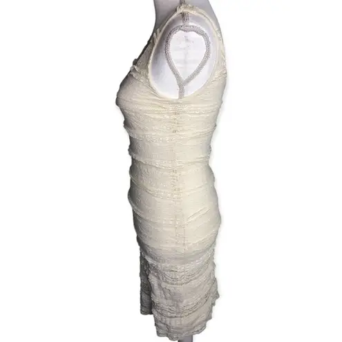 Soprano  Ivory Layered Lace Bodycon Tank Dress