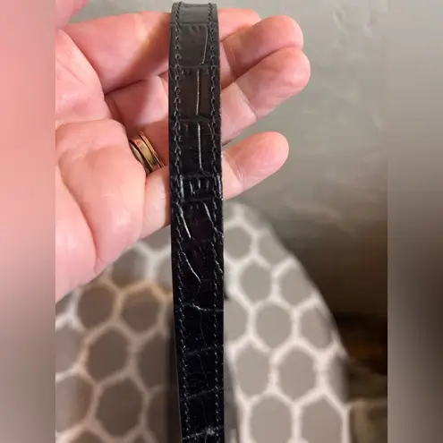 Black Croc Embossed I Santi Leather Shoulder Bag Italy classic minimalist luxury