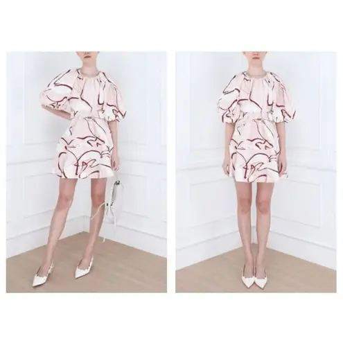 AJE Psychedelia Cut Out Mini Dress in Whimsical Dove 2 New Womens Cut out Party Pink