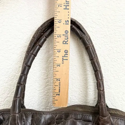 LIEBESKIND Berlin 100% Cow Embossed Leather Brown Croco Shopper Large Tote Bag