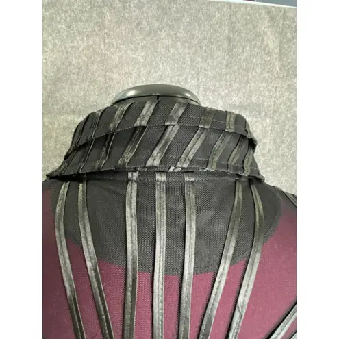 Damee New York Black Sheer Mesh Jacket Topper Appliqué Avant Garde Art to Wear S