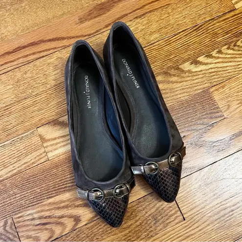 Donald J. Pliner Chocolate Brown Suede Flats Pointed Cap Toe Size 9 M