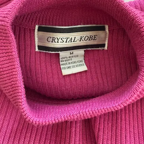 Vintage Hot Pink Ribbed Knit Short Sleeve Sweater Women’s Medium Top Pullover