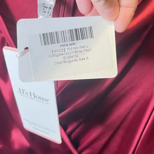 JJ's House JJ’s House NEW Pleated V-Neck Long Sleeve Sheath/Column Satin Midi Dress Size S