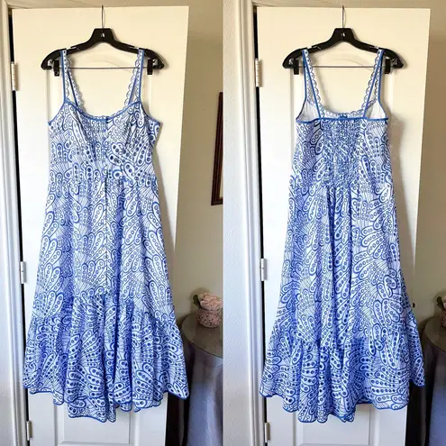 Charo Ruiz Irene Embroidered Corset Maxi Dress Indigo Blue Large EUC