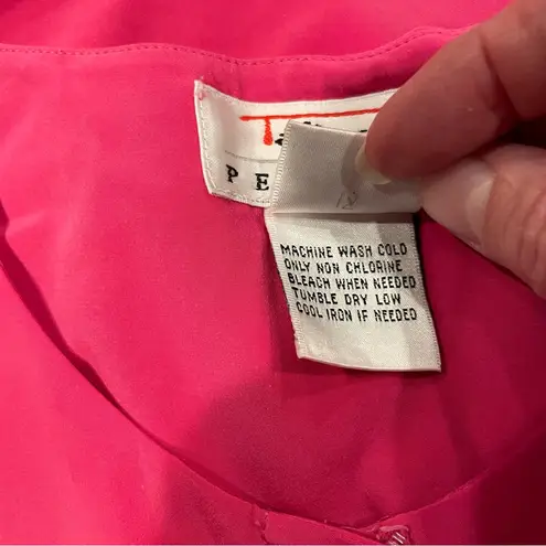 Talbots Cute pink silky button front blouse short sleeve bubblegum 