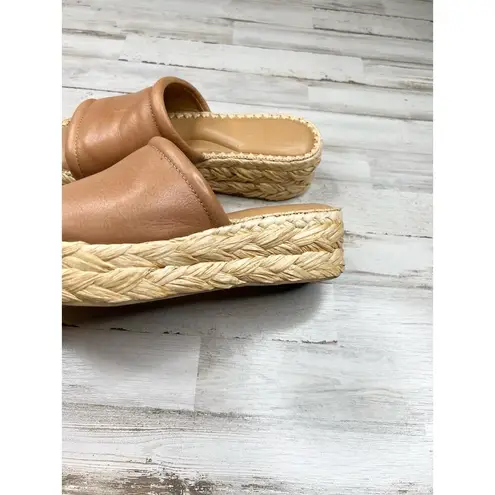 Dolce Vita Tan Leather Espadrille Braided Sole Platform Slide Sandals Womens 8.5