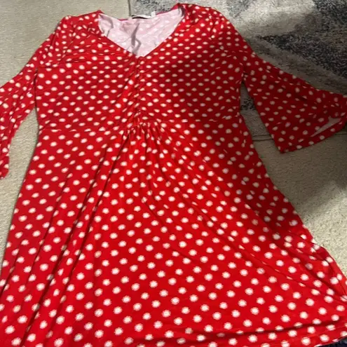 BODEN Scarlett Jersey Tunic Dress Red Pop Star 3/4 Sleeve US Size 12