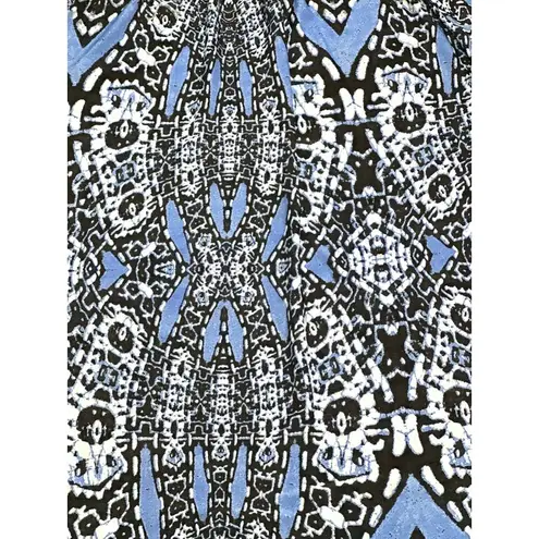 West Loop CCC Blue Black Print Off Shoulder Tunic Dress Lace Bell Sleeves Boho Style XLarg