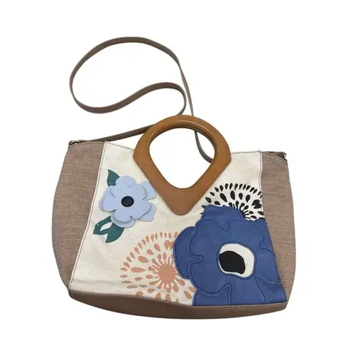 Relic Vintage Womens tan beige Canvas Floral Shoulder Bag SKU 7334