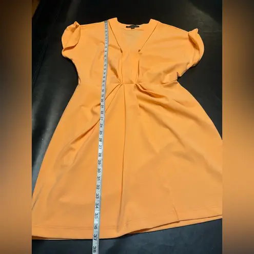 Boston Proper V-Neck Midi Dress size L darker peach color than pictures