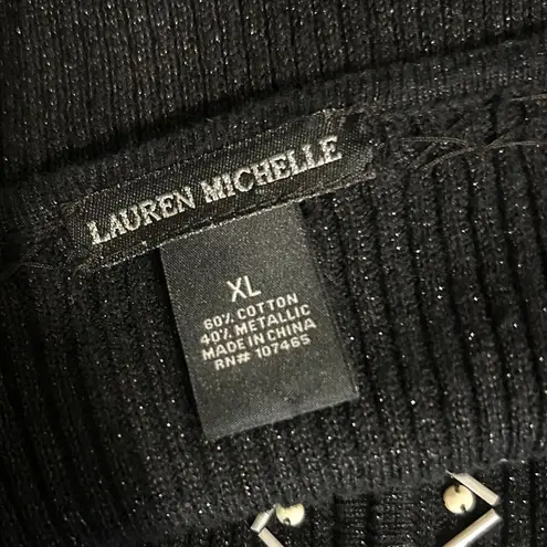 Lauren Michelle Womens Black Embroidered Metallic Sweater Size XL Whimsy Goth