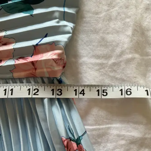 Petal Pup Light Blue Floral Print Pleated Maxi Dress Size 6 Spaghetti Straps