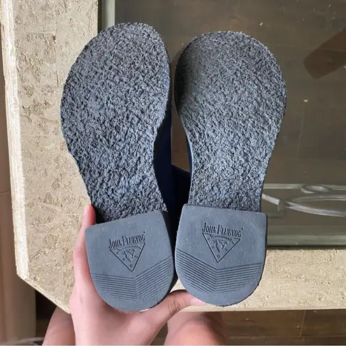 John Fluevog Boot Slacker Nap Crepe Soled Chelsea Leather Heeled Blue 11 GUC - Image 6