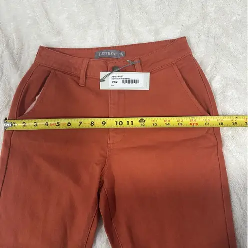Just USA Size 26/2 Rust Denim High Rise Slim Straight Leg Jeans Chic Neutral NWT