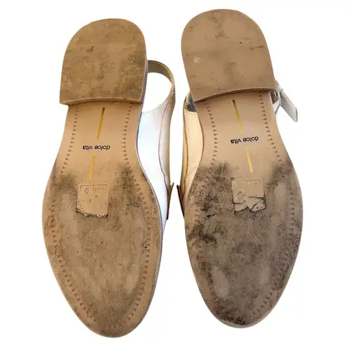 EUC Dolce Vita Leather Hardi Sling Back Loafers Crackled White Size 6