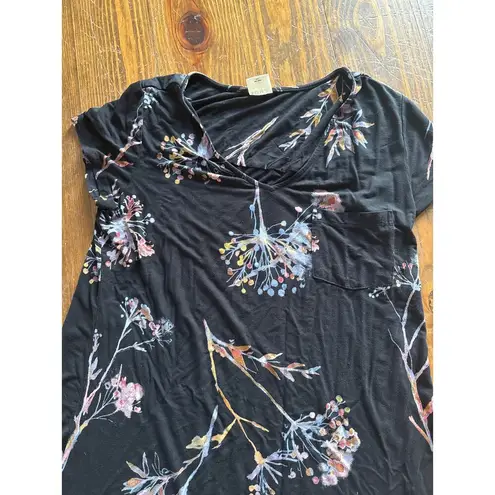 Soma Cool Nights Short Sleeve Veiled Floral Grand Black Nightgown, sz S