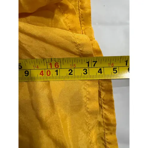 One Season Silk Embroidered Cami Top Ruffle Straps Yellow Size M Size M