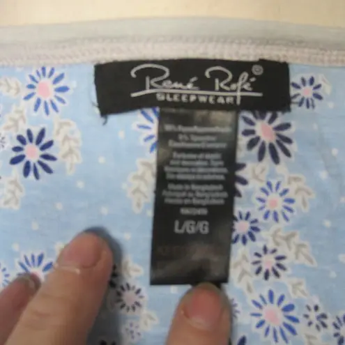 RENE Rofe Blue With White Floral Daisy Short Sleeve Sleepwear Top Size L Size L