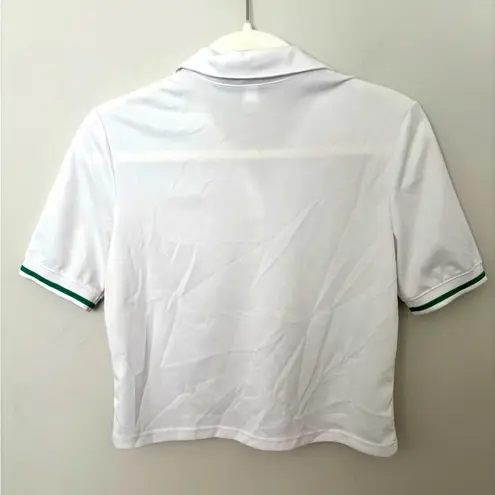 90 Degrees by Reflex UPF 50 Womens White Pique Tennis Polo Crop Tee Sz.XS