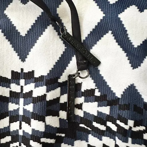 Seafolly Australia Blue White Black Modern Tribe Deep V Neck Maillot One Piece