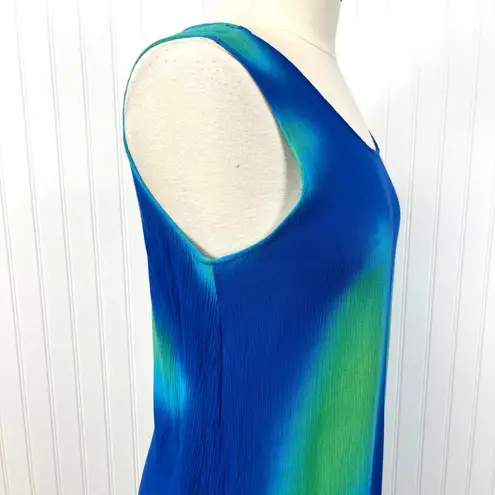 Pineapple Passion Womens M Maxi Dress Gauzy Abstract Beachy Summer Tropical Blue Size M