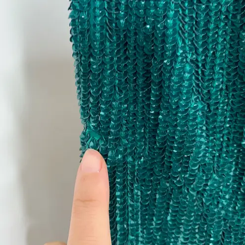 RETROFETE Katya draped sequined chiffon gown Emerald New Womens XS Green