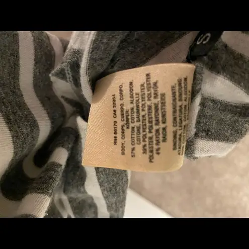 Sloane Rouge striped asymmetrical short sleeve with lace pocket detail Gray