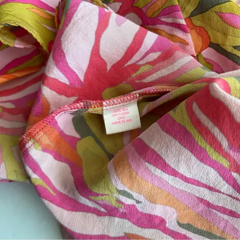 Alice & Trixie Women's Pink Floral Silk Ruffle Racerback Tank Top Small