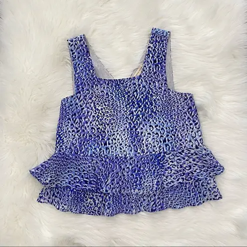 Rebecca Taylor Leopard Silk Top Blouse X Small 0 XS Sleeveless Cocktail