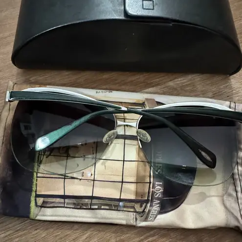 OLIVER PEOPLE LAMOUR OLIVE GRADIENT GREEN SILVER SUNGLASSES CASE AND DUSTER BAG
