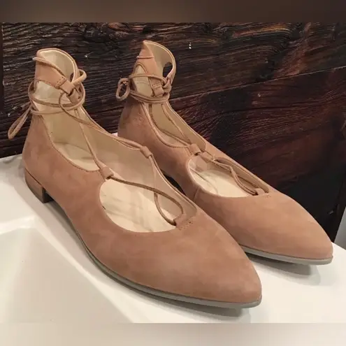 Ecco Ballerina Flats In Suede Leather - Camel/Tan Color - NIB Size 10/10.5