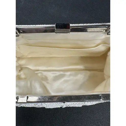 Vtg Antique Beaded handbag regency coquette glam White