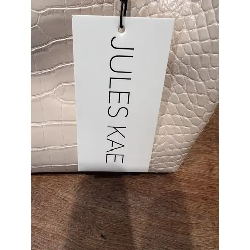 Jules Kae Anthroplogie Sophia Clutch Bag Vegan Faux Leather Ivory Croc Chain