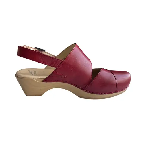 Dansko Women's Kristy Clog Sandals in Red Leather Size 37