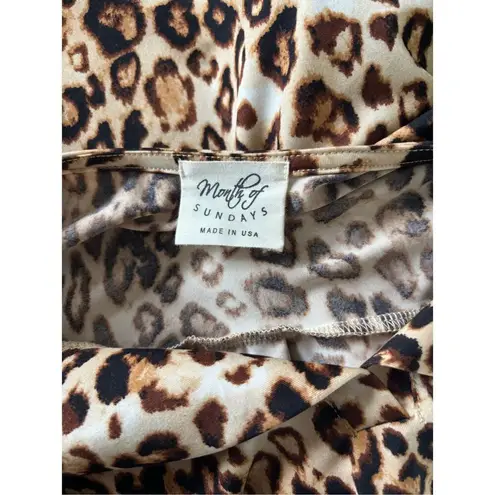 Month Of Sundays Cheetah Print Roll Tab 3/4 Sleeve Shirt Womens Size 1X