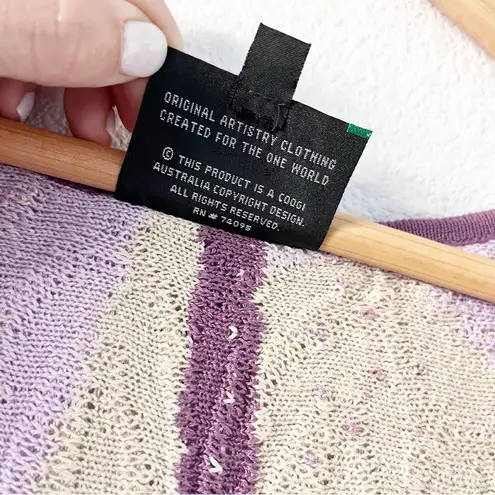 COOGI V-Neckline Knitted Abstract Printed Maxi Dress in Multicolor Pastel