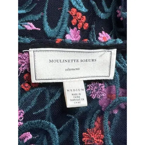 Moulinette Soeurs Anthropology Flower Embroidered Summer Dress Size MEDIUM