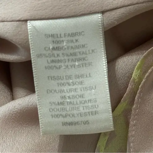 Rebecca Taylor Sz 6 8 Pale Yellow Floral Print Silk Chiffon Open Back Midi Dress