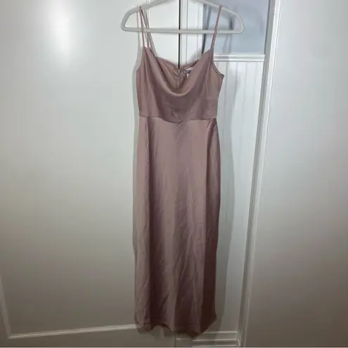 BHLDN Cali Satin Slip Dress Womens Size 8 Lilac Smoke Cowl Neck Midi Silky NWT