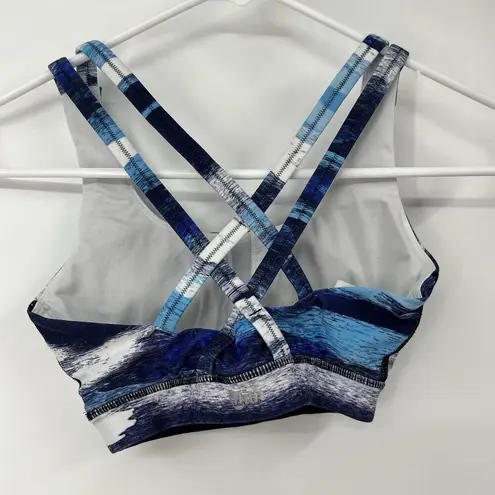 Wear It To Heart Athletic Yoga Workout Set Blue Waves Leggings Padded Bra Top XS